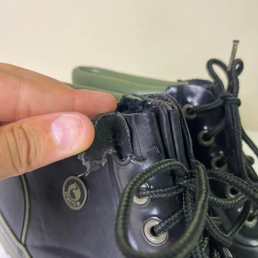 Vintage Sporto 90s Navy Green Ankle Rain Duck Boots Fisherman Core Women's 9